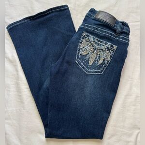 Sky Premium Collection Low Rise Embellished Flare Jeans Womens Size  9/10
